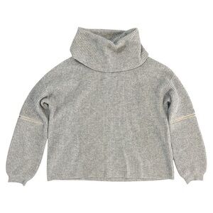 The Cashmere Project Zipper Trim Long Sleeve Turtle Neck Sweater in Gray Small